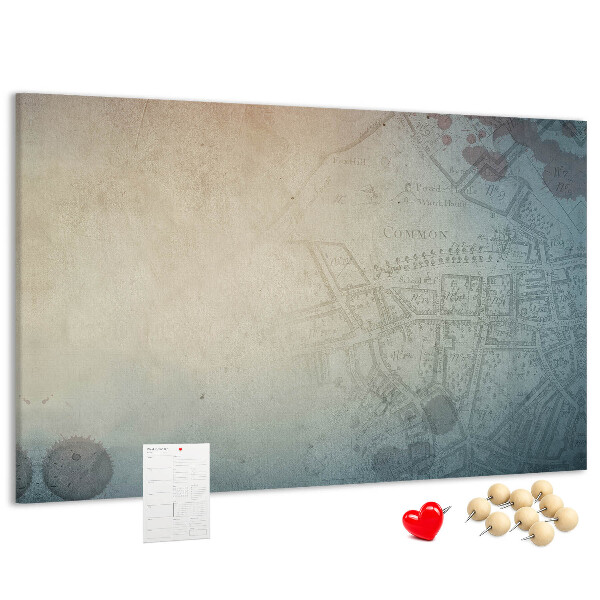 Tableau affichage liège Une carte ancienne aux taches délicates