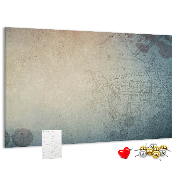 Tableau affichage liège Une carte ancienne aux taches délicates