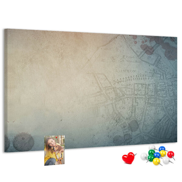 Tableau affichage liège Une carte ancienne aux taches délicates
