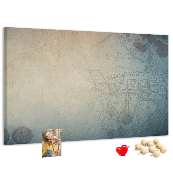 Tableau affichage liège Une carte ancienne aux taches délicates