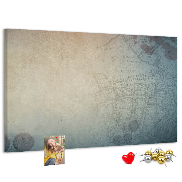 Tableau affichage liège Une carte ancienne aux taches délicates