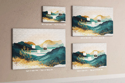 Tableau affichage liège Des collines dorées surplombant un lac paisible