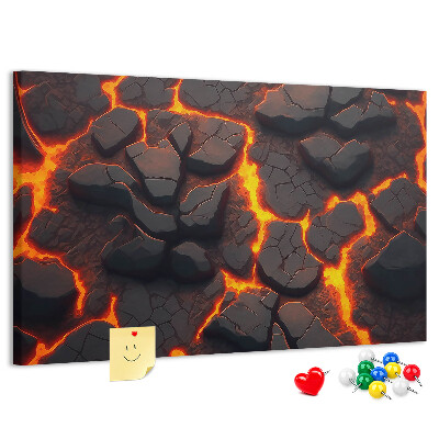 Tableau en liège Roches volcaniques avec lave en fusion