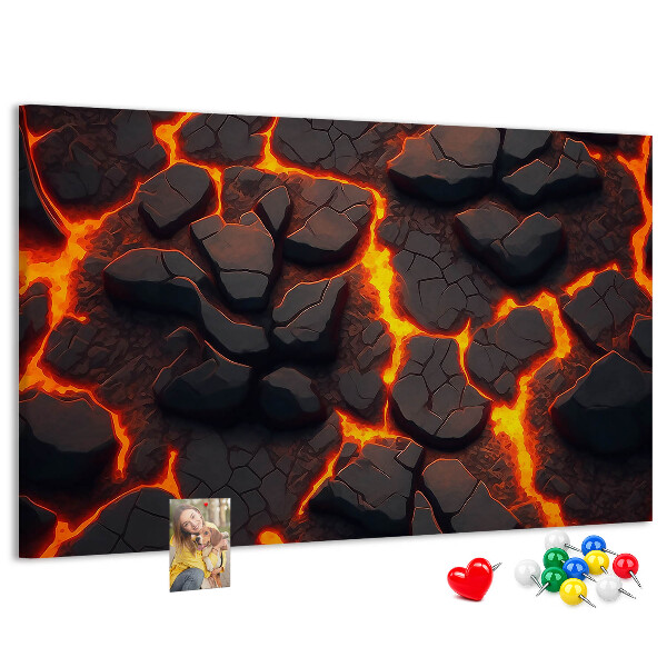 Tableau en liège Roches volcaniques avec lave en fusion