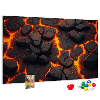 Tableau en liège Roches volcaniques avec lave en fusion