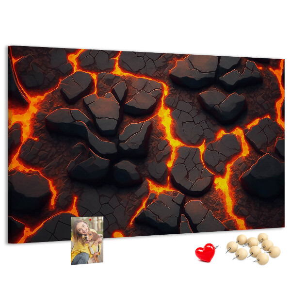 Tableau en liège Roches volcaniques avec lave en fusion