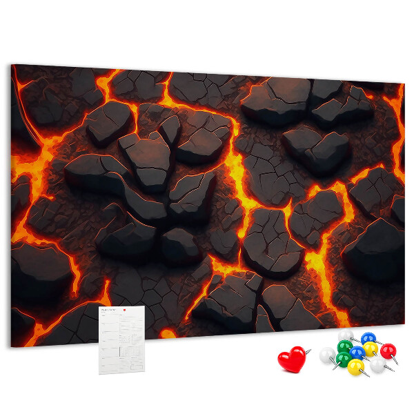 Tableau en liège Roches volcaniques avec lave en fusion