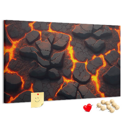 Tableau en liège Roches volcaniques avec lave en fusion
