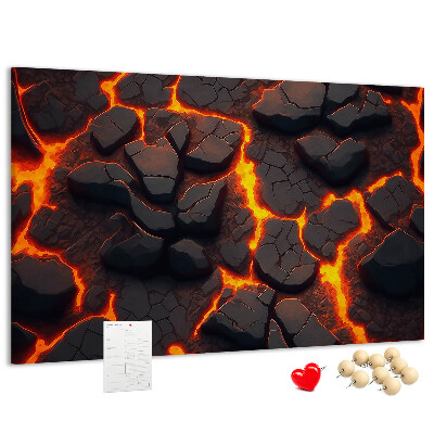 Tableau en liège Roches volcaniques avec lave en fusion