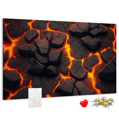 Tableau en liège Roches volcaniques avec lave en fusion
