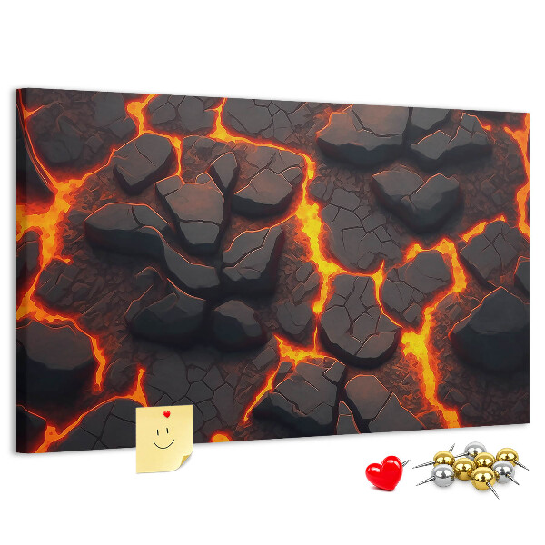 Tableau en liège Roches volcaniques avec lave en fusion
