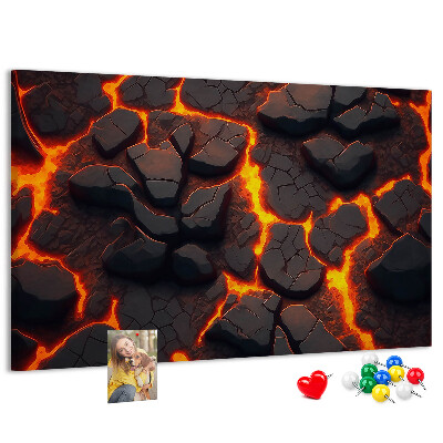 Tableau en liège Roches volcaniques avec lave en fusion
