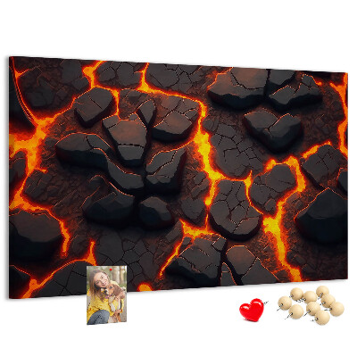 Tableau en liège Roches volcaniques avec lave en fusion