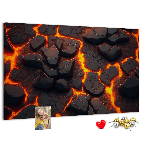 Tableau en liège Roches volcaniques avec lave en fusion