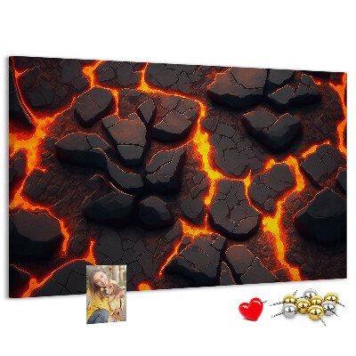 Tableau en liège Roches volcaniques avec lave en fusion