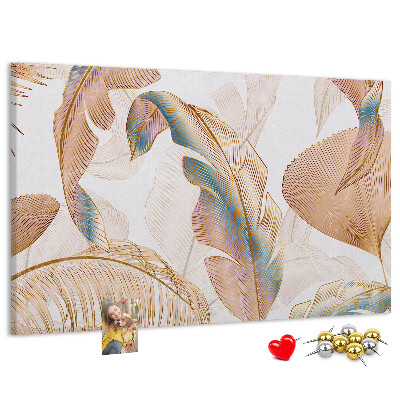 Tableau de liège Feuilles dorées sur fond clair
