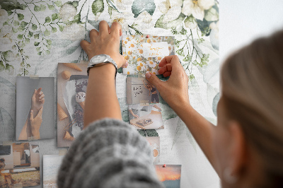 Tableau en liège Motifs floraux et feuillus aux tons pastel