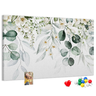 Tableau en liège Motifs floraux et feuillus aux tons pastel