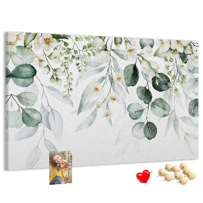 Tableau en liège Motifs floraux et feuillus aux tons pastel