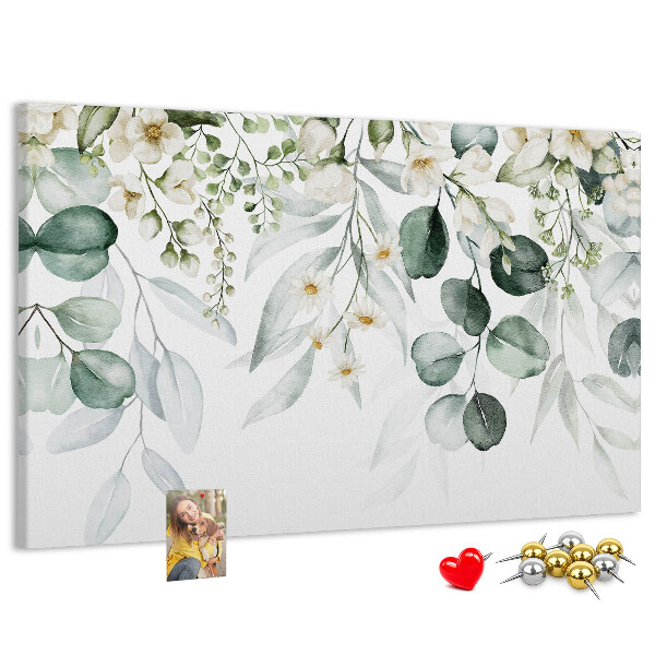 Tableau en liège Motifs floraux et feuillus aux tons pastel
