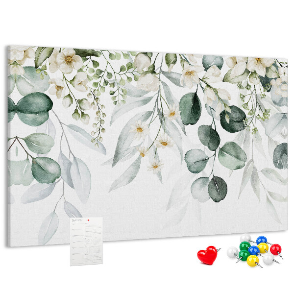 Tableau en liège Motifs floraux et feuillus aux tons pastel