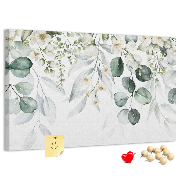 Tableau en liège Motifs floraux et feuillus aux tons pastel