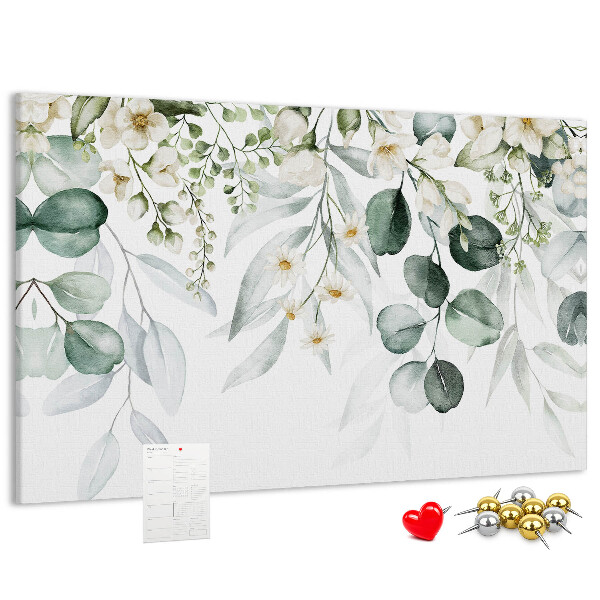 Tableau en liège Motifs floraux et feuillus aux tons pastel