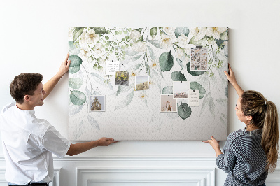 Tableau en liège Motifs floraux et feuillus aux tons pastel