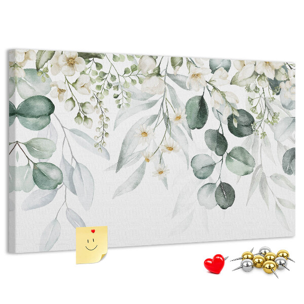 Tableau en liège Motifs floraux et feuillus aux tons pastel
