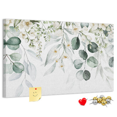 Tableau en liège Motifs floraux et feuillus aux tons pastel
