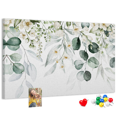Tableau en liège Motifs floraux et feuillus aux tons pastel