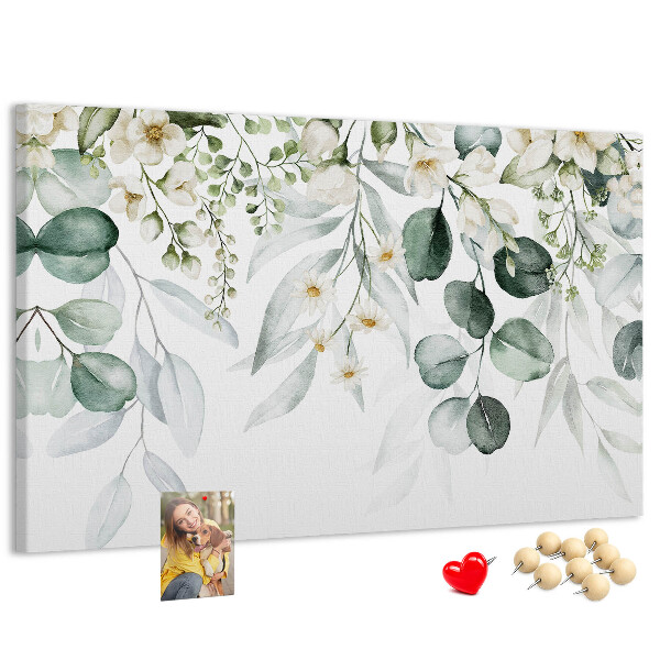Tableau en liège Motifs floraux et feuillus aux tons pastel