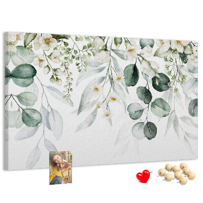 Tableau en liège Motifs floraux et feuillus aux tons pastel
