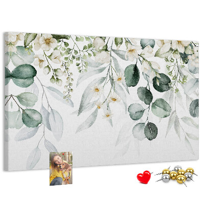 Tableau en liège Motifs floraux et feuillus aux tons pastel