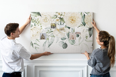 Tableau affichage liège Motif floral aux teintes délicates.