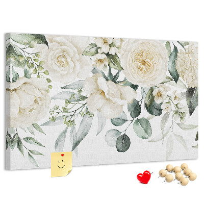Tableau affichage liège Motif floral aux teintes délicates.