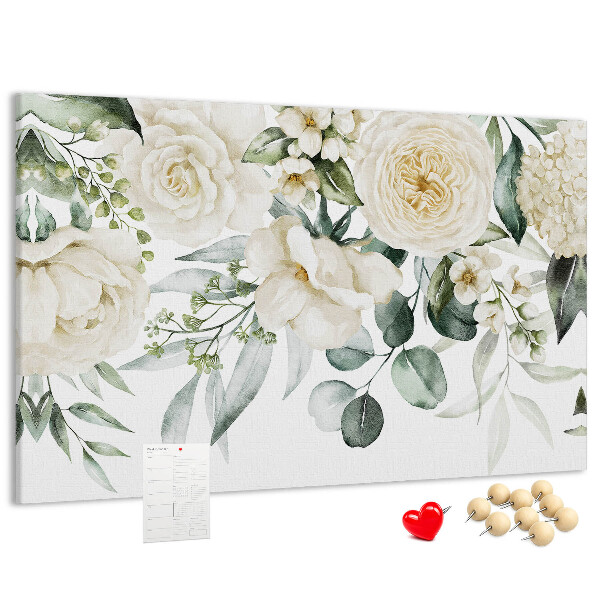 Tableau affichage liège Motif floral aux teintes délicates.