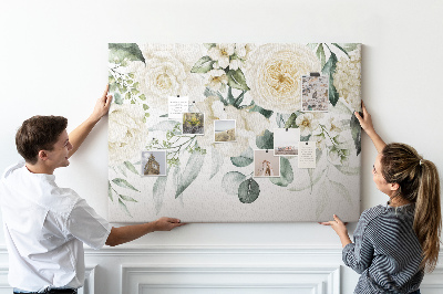 Tableau affichage liège Motif floral aux teintes délicates.
