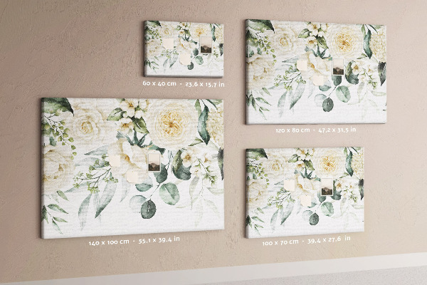 Tableau affichage liège Motif floral aux teintes délicates.