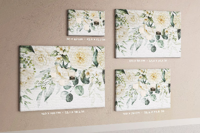 Tableau affichage liège Motif floral aux teintes délicates.