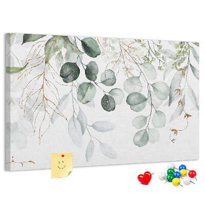 Tableau de liège Feuilles délicates dans des tons de vert