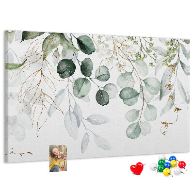 Tableau de liège Feuilles délicates dans des tons de vert