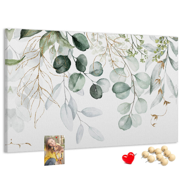Tableau de liège Feuilles délicates dans des tons de vert