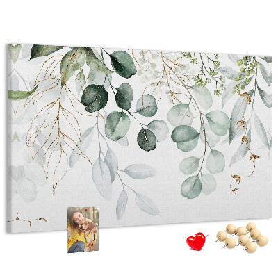 Tableau de liège Feuilles délicates dans des tons de vert