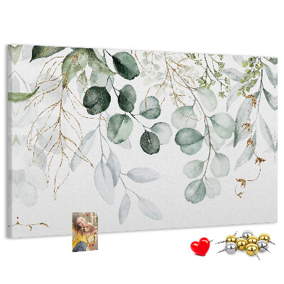 Tableau de liège Feuilles délicates dans des tons de vert