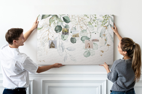 Tableau de liège Feuilles délicates dans des tons de vert