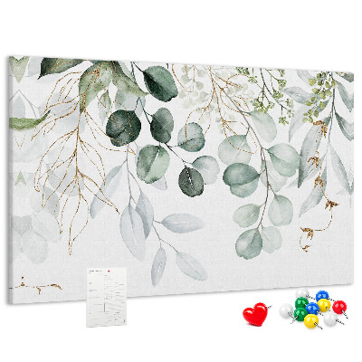 Tableau de liège Feuilles délicates dans des tons de vert