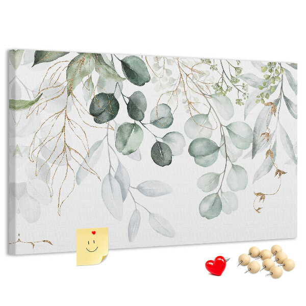Tableau de liège Feuilles délicates dans des tons de vert