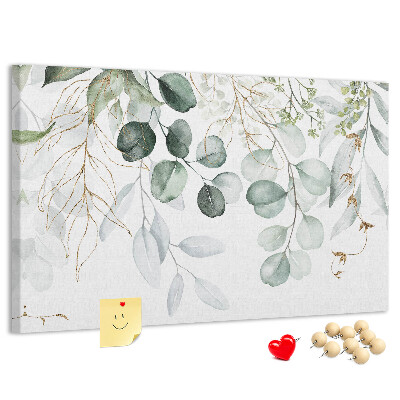 Tableau de liège Feuilles délicates dans des tons de vert