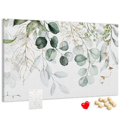 Tableau de liège Feuilles délicates dans des tons de vert